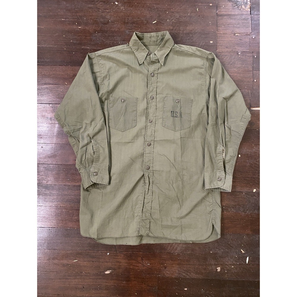 Vintage WW2 USN Poplin Shirt N-3 M/L 40s 1940s Mint US Navy Military